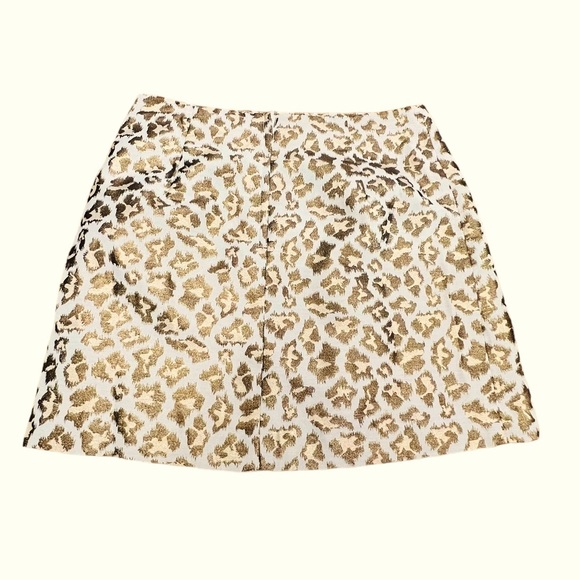 NWT Lilly Pulitzer Mini Skirt Gold Metallic Leopard Jacquard Size 10 - Picture 4 of 11